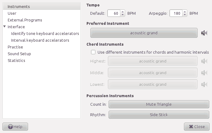 Screenshot of the 'Midi' page of the preferences window.