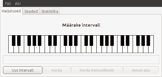 Ekraanipilt intervallide harjutusest, kui intervallide määramiseks kasutatakse programmi nuppusid.