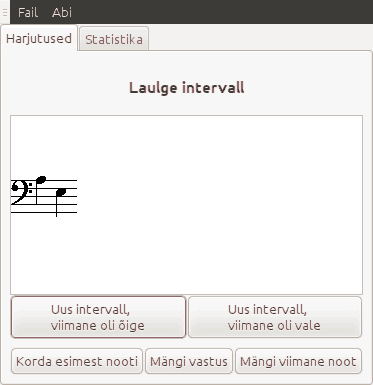 Ekraanipilt harjutusest Laulge intervall.
