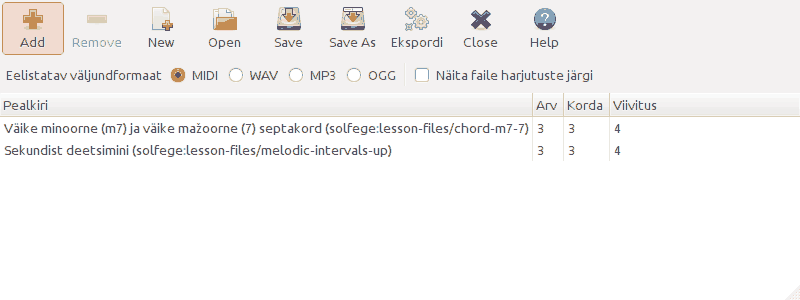 Ekraanipildi salvestus õppepaketi redaktori aknast.