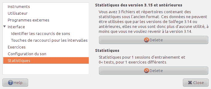 Copie d'écran de la page 'configuration du son' de la fenêtre des préférences.