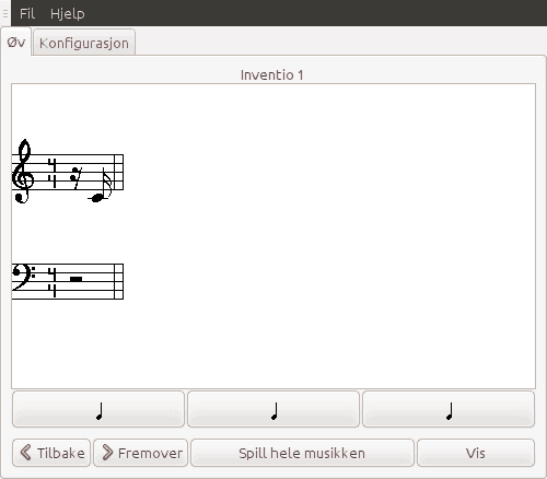 Screenshot of the program running the dictation exercise.