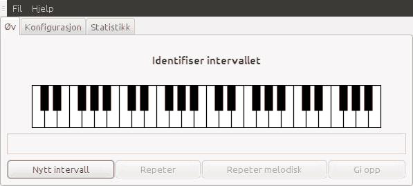 Screenshot of the program practising intervals using the buttons interface.