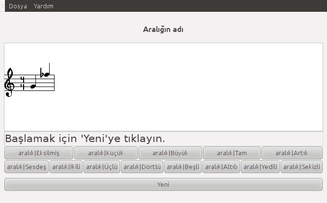 Düğmeler arabirimlerinin kullanılarak aralıkların çalışıldığı yazılımın ekran görüntüsü.
