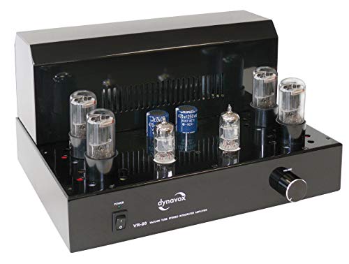 Dynavox Ampli à Tubes VR-20, Amplificateur à Tube au Son Chaud, Grille Amovible, Coloris Noir
