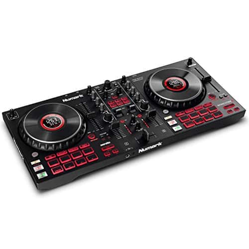 Numark Mixtrack Platinum FX - Contrôleur DJ 4 decks, table de mixage, carte son intégrée, platines DJ tactiles avec écran et large palette d'effets
