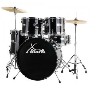 XDrum Rookie 22 Standard Batterie acoustique en noir set complet avec  école de batterie + DVD