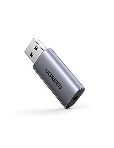 UGREEN Carte Son Externe Adaptateur USB Audio vers 3,5 mm Jack Compatible avec PC Ordinateur Portable Casque Gamer Enceinte Microphone Raspberry Pi PS5 PS4 Pro PS4 Slim MacBook Mac Mini