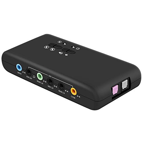 LEAGY Carte Son Externe USB 7.1, 8 canaux, Boîte à Son USB 7.1 Canal, Jusqu'à 8 Haut-parleurs, Son Surround Dynamique 3D,Enregistrement et Lecture simultanés, Équipement Audio analogique et numérique