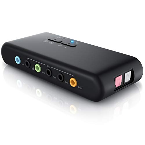 CSL - USB 7.1 Carte Son Externe 8 canaux - 7.1 canaux boîtier sonore USB - Dynamic 3D Surround Sound - Enregistrement et Transmission simultanés - appareils Audio analogiques et numériques - Noir