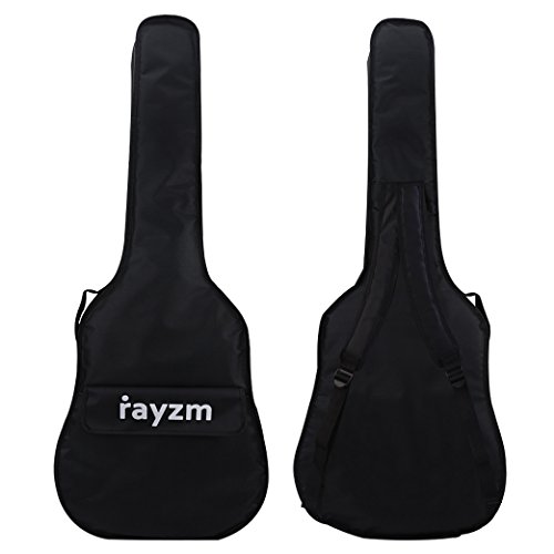Rayzm housse pour guitare acoustique de 41"(grande taille) et 40", sac à bandoulière en nylon, 10mm rembourré, 2 sangles d'épaule, une poignée, 2 fermetures à glissière et 1 grande poche avant.