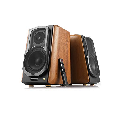 Edifier S1000MKII Enceintes Bibliothèques Audiophiles Actives 2.0 - Enceintes Bluetooth 5.0 120w avec aptX HD - Entrée optique - Enceinte moniteur de proximité (Near-field) amplifiée avec Amp Classe D