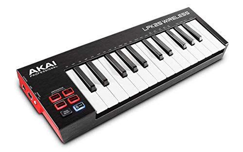 AKAI Professional LPK25 Wireless - Clavier Maître MIDI Bluetooth Ultra Compact avec 25 Touches Sensibles à La Vélocité, Compatible avec Les Applications IOS, Mac et PC, Logiciel d'Édition Inclus