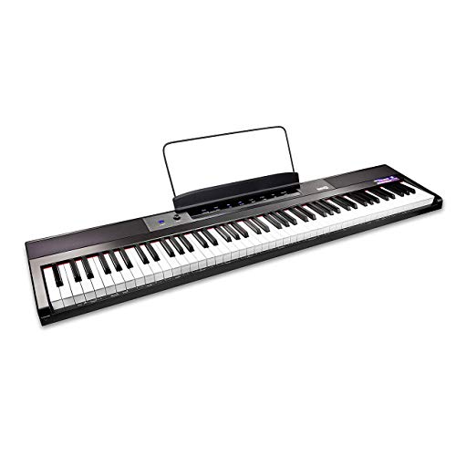 Clavier de piano numérique 88 touches RockJam Piano avec touches semi-lourdes pleine grandeur, alimentation, support de partitions, autocollants de notes de piano et leçons Simply Piano.
