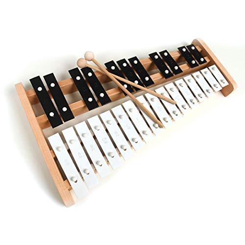 Xylophone soprano professionnel en bois avec 27 clés en métal pour adultes et enfants – Comprend 2 baguettes en bois