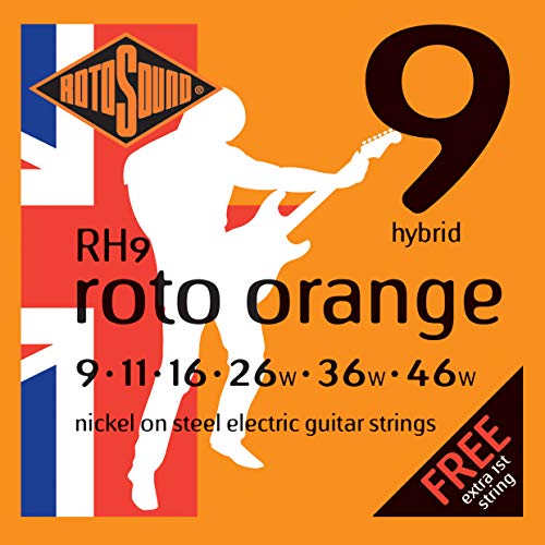 Rotosound Roto Orange Jeu de cordes pour guitare électrique Nickel Tirant hibryd (9 11 16 26 36 46)