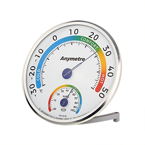 Green Joy Thermomètre Hygromètre Intérieur Exterieur Thermo Hygromètre Mural Chambre Voyage Moniteur de température et d'humidité avec Affichage Cadran Digital Rond Argent