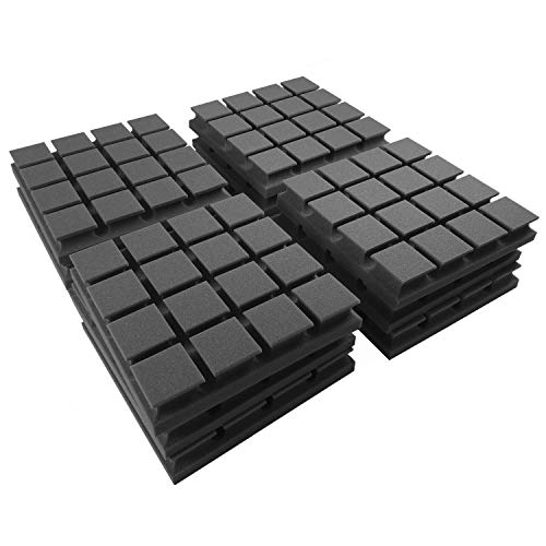 Acouspanel Pro Mousse Acoustique Pack de 12 Pièces avec des Caisses de Résonance Panneau Absorbant Acoustique, Couleur Anthracite. Non Compressé