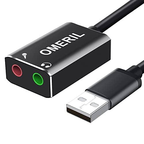 Carte Son Externe USB, Aluminium Adaptateur USB Audio Stéréo vers Jack 3,5mm Plug and Play pour PS4, Raspberry Pi, Windows, Mac, Mac Mini, sans Pilote Requis (Noir)