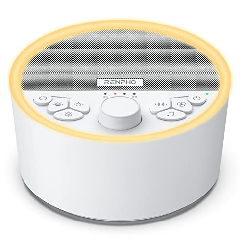 RENPHO Machine à bruit blanc, Appareil de Sommeil à Bruit Blanc Portable, White Noise Machine avec 29 Sons, Fonction de Mémoire, Minuterie Réglable, Relaxation pour Adulte, Bébé