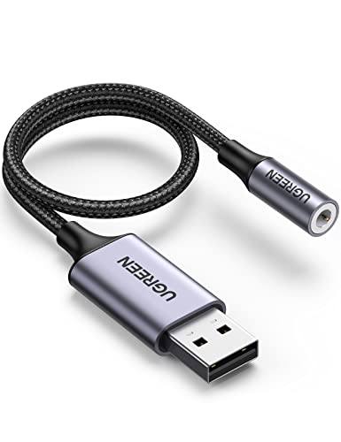 UGREEN Adaptateur USB vers Jack 3,5mm Carte Son Externe USB pour Casque Audio Micro TRRS Enceinte Haut Parleur Plug et Play Compatible avec PS5 PS4 Pro Slim Switch Raspberry Pi Windows Mac OS Linux
