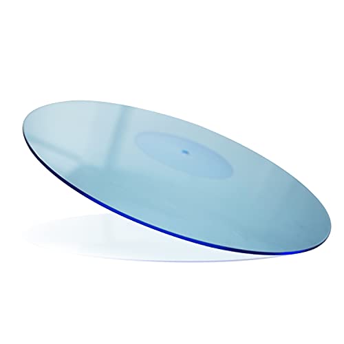 Mobile Pro Shop Platine de feutrine en acrylique pour tourne-disque vinyle | 2,7 mm d'épaisseur fournit des basses plus serrées | Tapis de plateau de taille standard (diamètre 295 mm) (bleu_lit)
