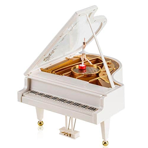 AOI Boîte à Musique, Classique en Forme de Grand Piano mécanique Ballerina Girl Dancing Enfants Anniversaire Cadeau de Noël Jouet 11.5 * 12.5 * 14cm (Blanc)