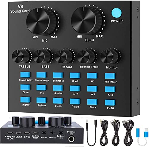 Carte Son Externe USB Table de Mixage DJ Professional Mélangeur Audio, Interface Audio Bluetooth Pioneer DJ Contrôleur Studio Console, Live Changeur de Voix pour PC Phone Gaming Streaming YouTube
