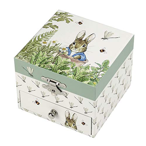 TROUSSELIER - Pierre Lapin - Peter Rabbit. - Boîte à Trésors & Bijoux Musicale - Idéal Cadeau Enfant - Musique Lullaby de Mozart - Colori Vert