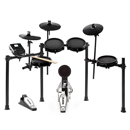 Alesis Nitro Mesh Kit – Batterie Électronique 8 Pièces en Peau Maillée avec Rack en Aluminium Ultra-Résistant, 385 Sons, 60 Morceaux à Accompagner, Baguettes et Clé de Batterie