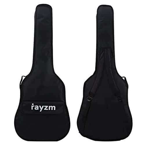 Rayzm housse pour guitare acoustique de 41"(grande taille) et 40", sac à bandoulière en nylon, 10mm rembourré, 2 sangles d'épaule, une poignée, 2 fermetures à glissière et 1 grande poche avant.
