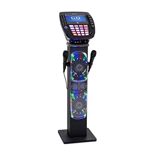 AUNA KaraBig - Système Karaoke Complet, Appareil karaoké, Karaoke TV, Enceinte Colonne, Bluetooth, 2 x Microphone, Lecteur CD+G, Port USB, Fonction d'enregistrement, Effets LED - Noir