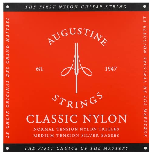 Augustine 650427 Red Label Jeu de cordes guitare classique carte rouge tension moyenne
