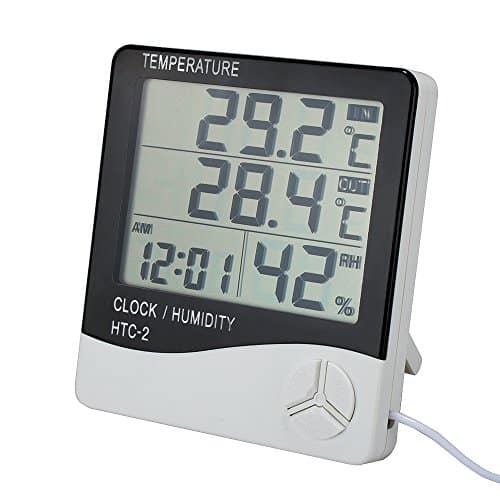 Tsumbay Thermomètre Hygromètre avec Sonde Intérieur et Extérieur pour Maison ou Bureau Réveil Alarm Numérique avec Écran LCD Digital Moniteur Température Humidité - Câble de Sonde 1.45 Mètres