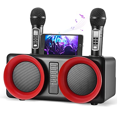 Karaoke, SEAAN Enceinte Sono Bluetooth Portable avec 2 Microphones sans Fil, Karaoké Machine Professionnel de Soirée, Karaoké Complet Support AUX/TF/REC pour Party, Conférences, Mariages