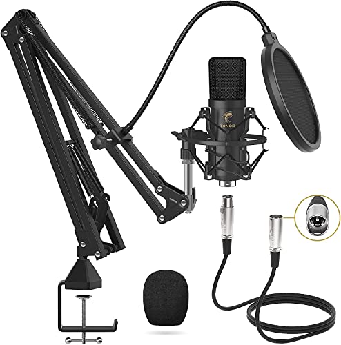TONOR Microphone à Condensateur, Micro Cardioïde XLR Professionnel avec Bras T20, Support Antichoc, Filtre Anti-Pop pour Enregistrement, Podcasting, Voix Off, Streaming, Home-Studio, Youtube (TC20)