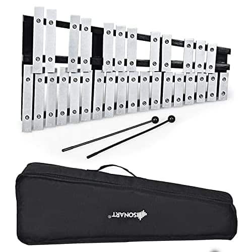 DREAMADE Glockenspiel, 30 Note Xylophone Pliant avec 2 Maillets, Xylophone en Aluminium Cadre en Bois avec Sac de Transport, Instrument de Percussion pour Enfant et Adulte