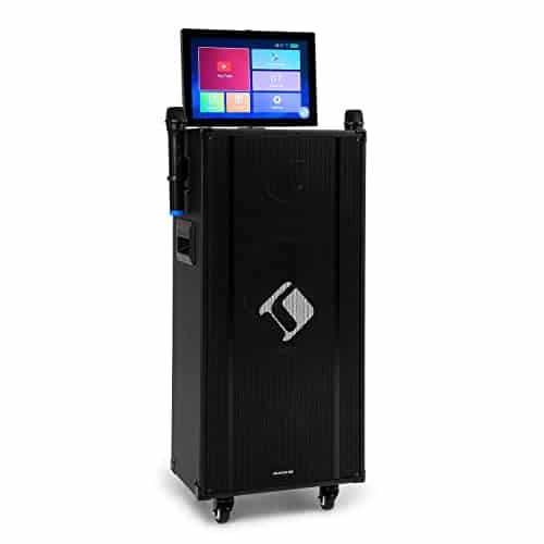 Auna PA Karaoke Complet, Système de Sono Professionnel Karaoké, 2 Micro sans Fil, Haut-Parleur en WiFi, Enceinte Bluetooth Puissante, Micro Karaoke Enfant, Baffle Extérieur, Ecran LCD 12.1 inch