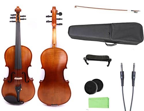 Yinfente Violon électrique 4/4 à 5 cordes en bois d'érable et d'épicéa Grand cric en bois d'ébène Pièces de violon Son doux