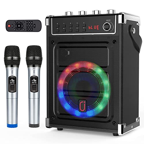 JYX Karaoke Complet avec 2 Microphones sans Fil, Portable Karaoké Enceinte pour Adultes et Enfants, Karaoke Professionnel avec DJ Lumière pour Party/Fête Support TWS/AUX/FM/USB/TF Card