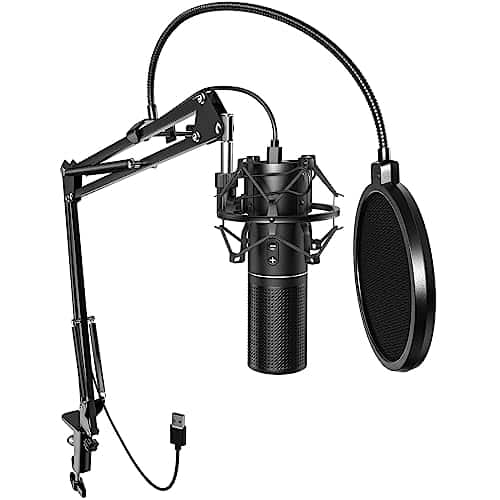 TONOR Microphone à Condensateur USB Enregistrement pour Ordinateur de Bureau et Ordinateur Portable Mac Windows Microphone Cardioïde pour Enregistrement Studio Conversation Youtube Voix-Off