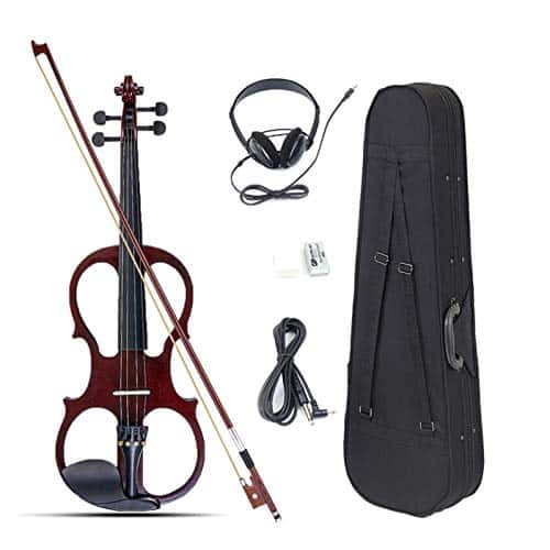 Violon électrique 4/4 Eucalyptus, avec câble casque et boîte de démarrage ERCZYO (couleur : rouge)