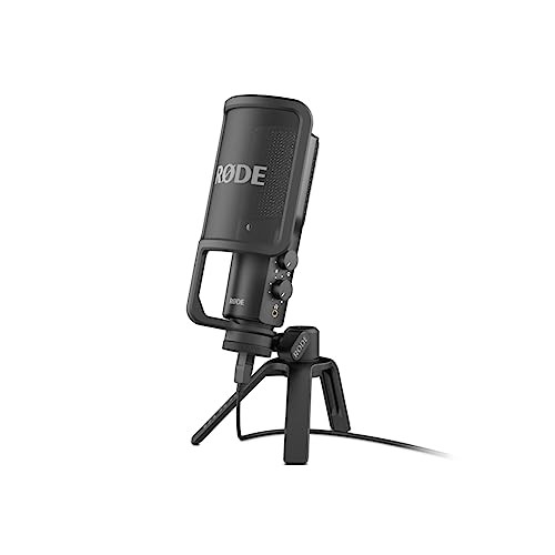 RØDE NT-USB Microphone USB à condensateur polyvalent de qualité studio avec filtre anti-pop et trépied pour le streaming, les jeux, les podcasts, la production musicale