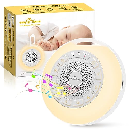 Machine à Bruit Blanc Portable pour Bébé : Easy@Home 26 Sons Apaisants Musicaux avec Veilleuse pour Aider au Sommeil des Enfants et Adultes | 3 Modes et 7 Couleurs de Lumières | Minuterie | USB