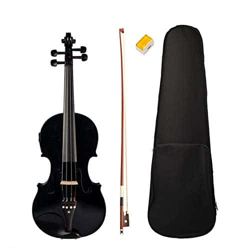 Zunedhys 4/4 Pleine Grandeur Violon Violon Son et Violon ÉLectrique Corps en Bois EbèNe Accessoires Haute Qualité Noir Violon ÉLectrique