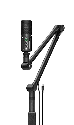 Sennheiser Profile Streaming Set avec micro USB, Boom Arm et pochette, conception plug-and-play, parfait pour podcasts oustreaming, capsule à condensateur cardioïde, câble USB-C de 3m - Noir (700100)