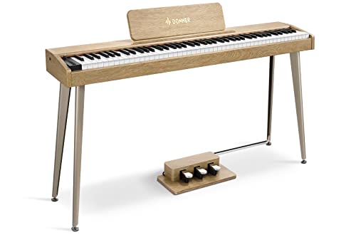 Donner DDP-60 Piano numérique avec 88 touches sensibles à la vélocité pour débutant, clavier électrique, 128 voix, 83 rythmes, 8 effets de réverbération, 5 courbes de force, accord automatique