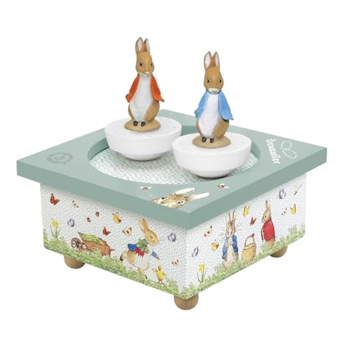 Trousselier Pierre Lapin Peter Rabbit- Boîte à Musique Dancing 2 Figurines Amovibles Fonctionnement Simple Musique Menuet de Mozart Vert Céladon 1 Unité