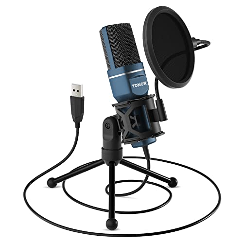 TONOR Microphone USB à Cardioïde Condensateur pour PC Micro avec Trépied et Filtre Anti-Pop pour Enregistrement Vocal et Musical, Podcasting, Streaming, Gaming pour Ordinateur Windows Laptop