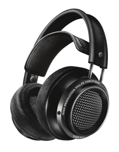 Philips Fidelio X2 Casque Over Ear Haute résolution, Filaire, Acoustique Ouvert, avec Drivers LMC en néodyme de 50 mm, Coussinets en Mousse à mémoire de Forme Velours Deluxe - Noir